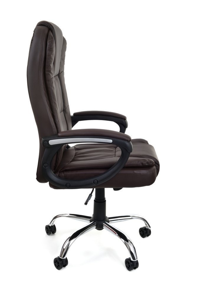 Bureaustoel met luxe zitting en armsteunen - bruin- verstelbaar
