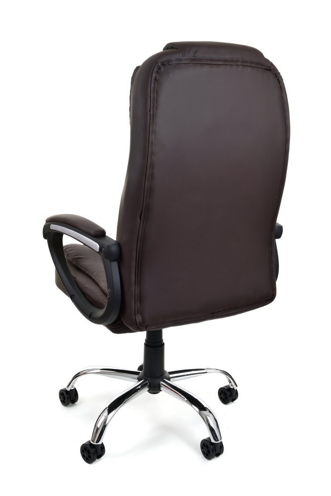 Bureaustoel met luxe zitting en armsteunen - bruin- verstelbaar