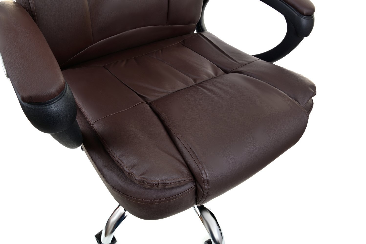 Bureaustoel met luxe zitting en armsteunen - bruin- verstelbaar