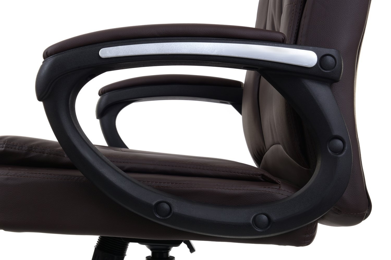 Bureaustoel met luxe zitting en armsteunen - bruin- verstelbaar