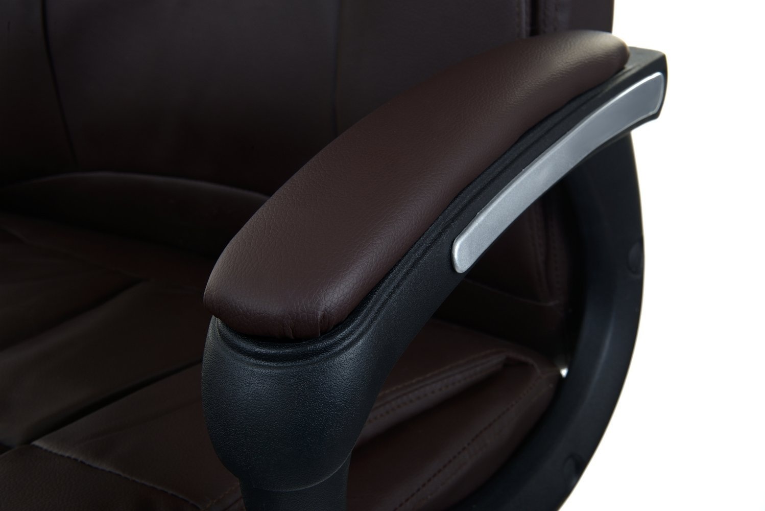 Bureaustoel met luxe zitting en armsteunen - bruin- verstelbaar