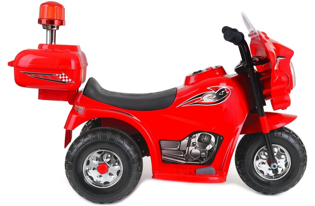 Elektrisch bestuurbare kindermotor - rood - politie met zwaailicht