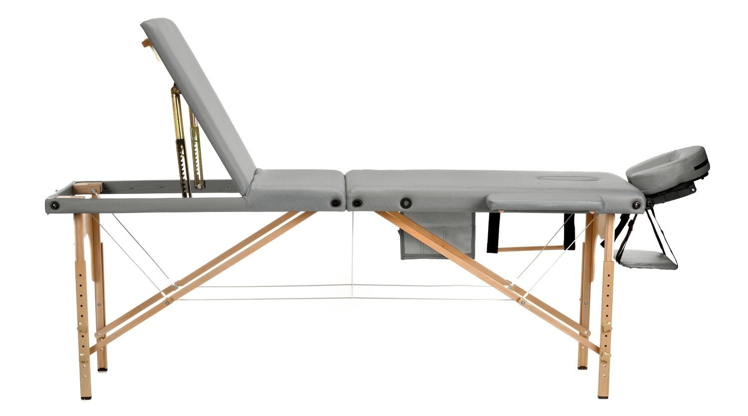 Massagetafel grijs kunstleer & hout verstelbaar - 223x82x84 cm