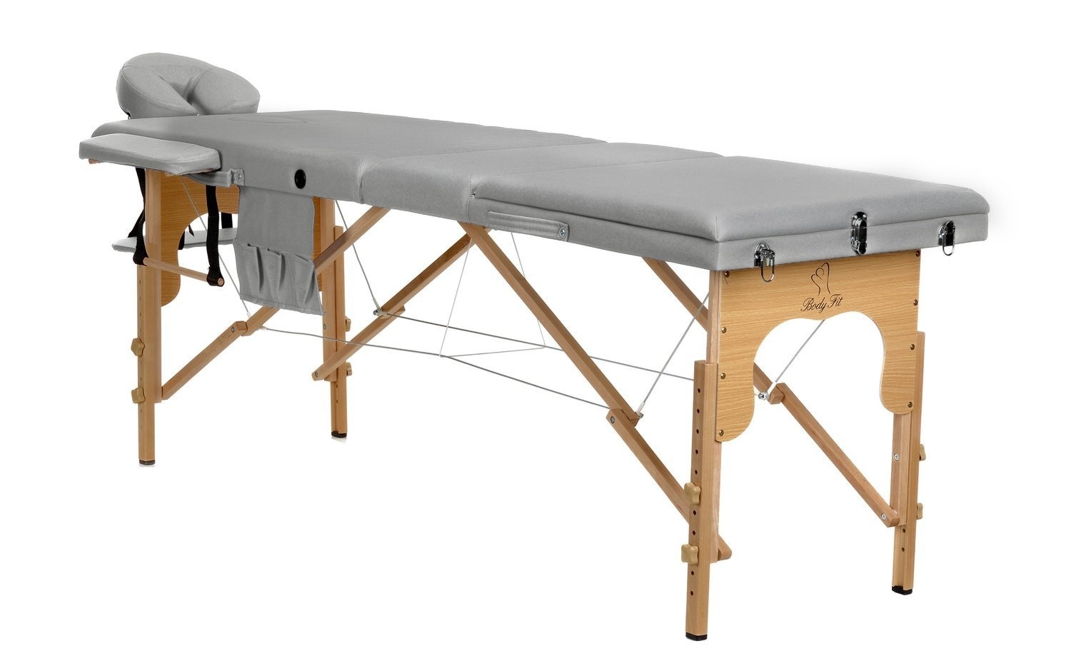 Massagetafel grijs kunstleer & hout verstelbaar - 223x82x84 cm