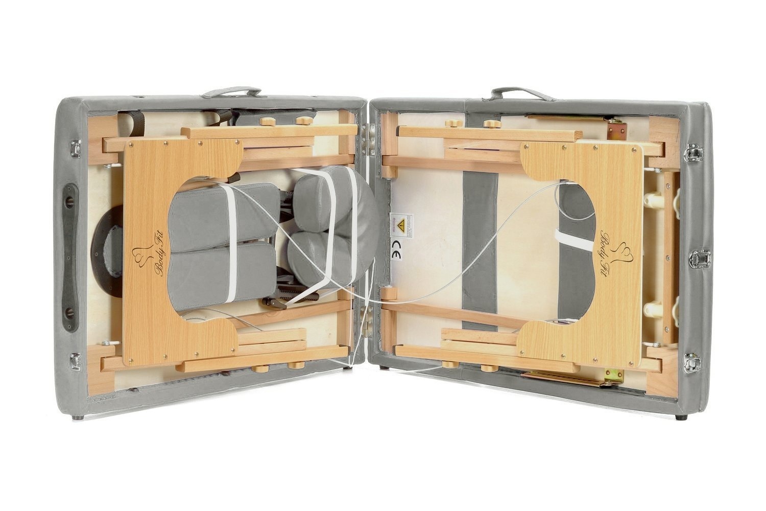 Massagetafel grijs kunstleer & hout verstelbaar - 223x82x84 cm