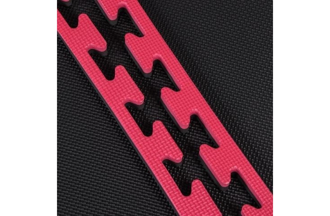 Fitness vloermat 100x100x2 cm rood & zwart - voor apparatuur – puzzel verbinding