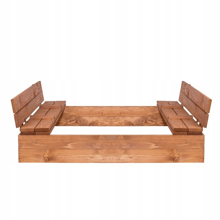 Zandbak met opvouwbare deksel & zitje - donker - 120 x 120 cm