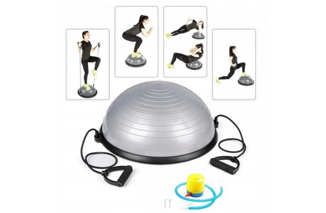Balansbord evenwicht trainer zilver - met elastische koorden - 59,5 cm