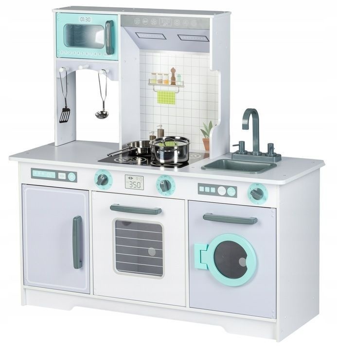 Kinderkeuken XL 96x37x97 cm - grijs met witte speelkeuken