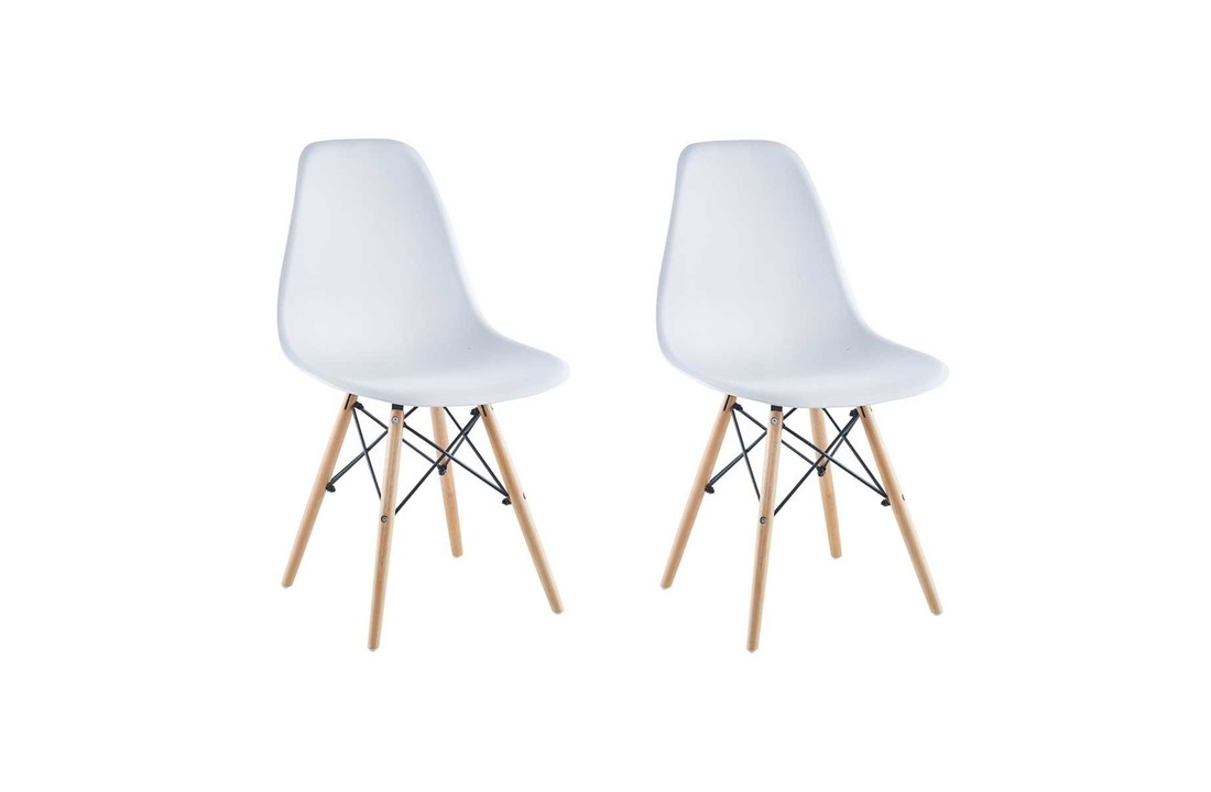 Keukenstoel wit - set van 2 stoelen - hout en kunststof