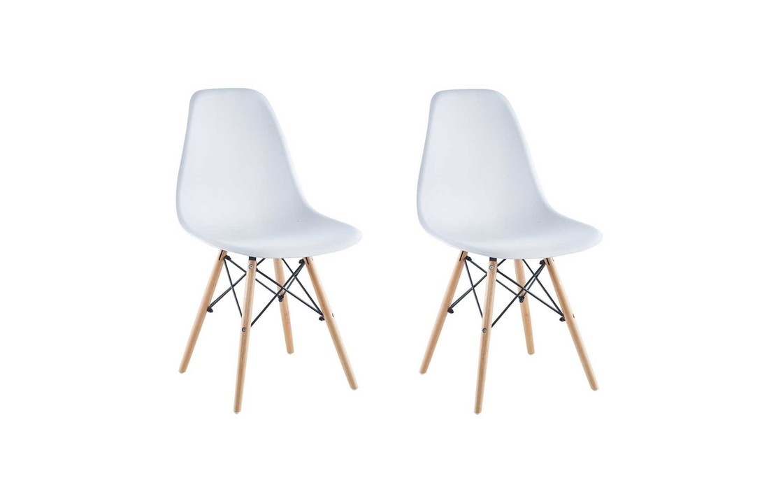 rit intern Darmen Keukenstoel wit - set van 2 stoelen - hout en kunststof - Vikingchoice.nl