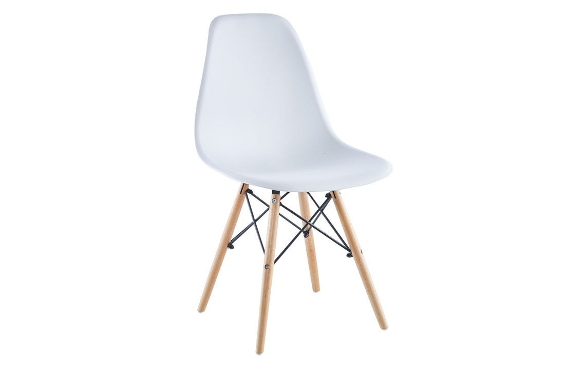Keukenstoel wit - set van 2 stoelen - hout en kunststof