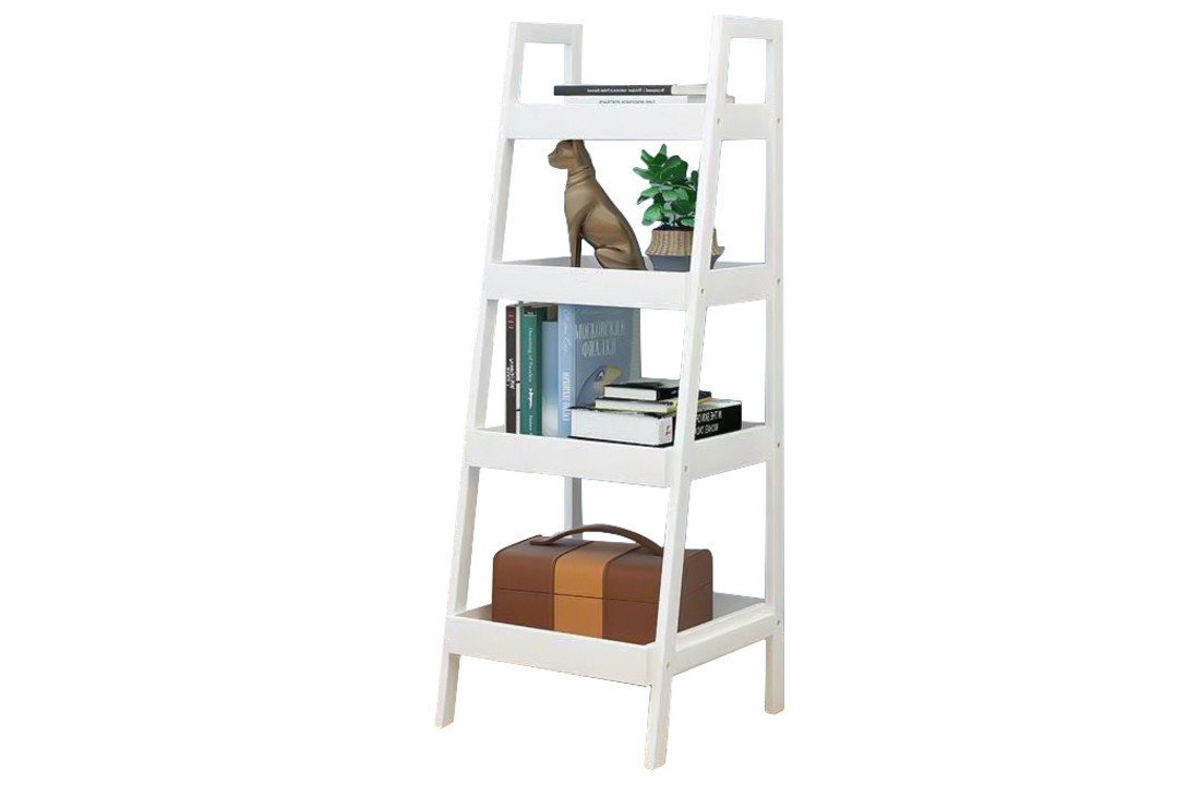 Houten boekenkast - nachtkast - wit - 29x30x100 cm - 4 schappen