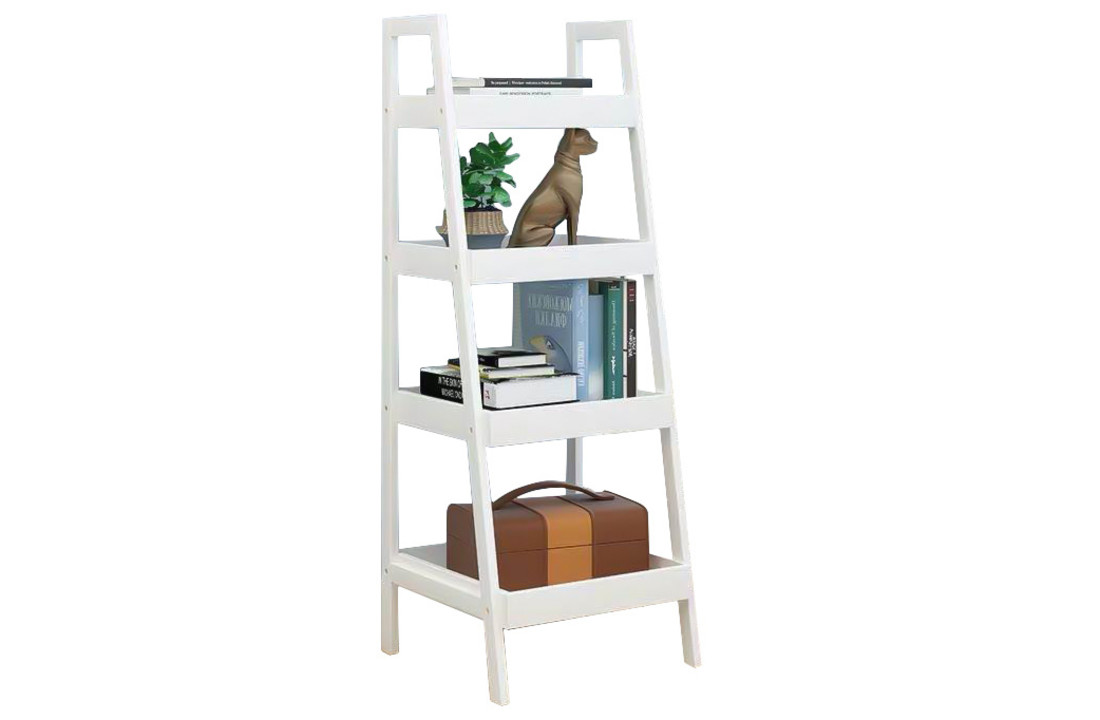 Houten boekenkast - nachtkast - wit - 29x30x100 cm - 4 schappen