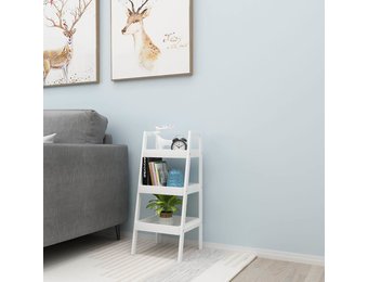 Houten boekenkast schuin- nachtkast - wit - 30x29x72 cm