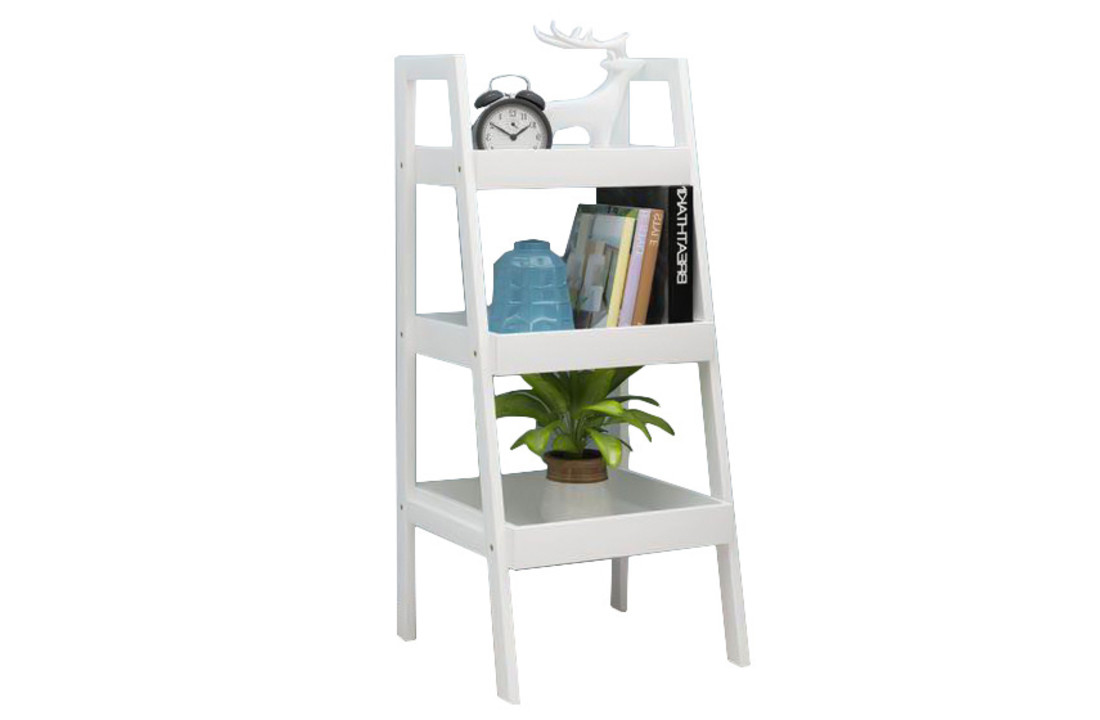 Houten boekenkast schuin - nachtkast - wit - 30x29x72 cm