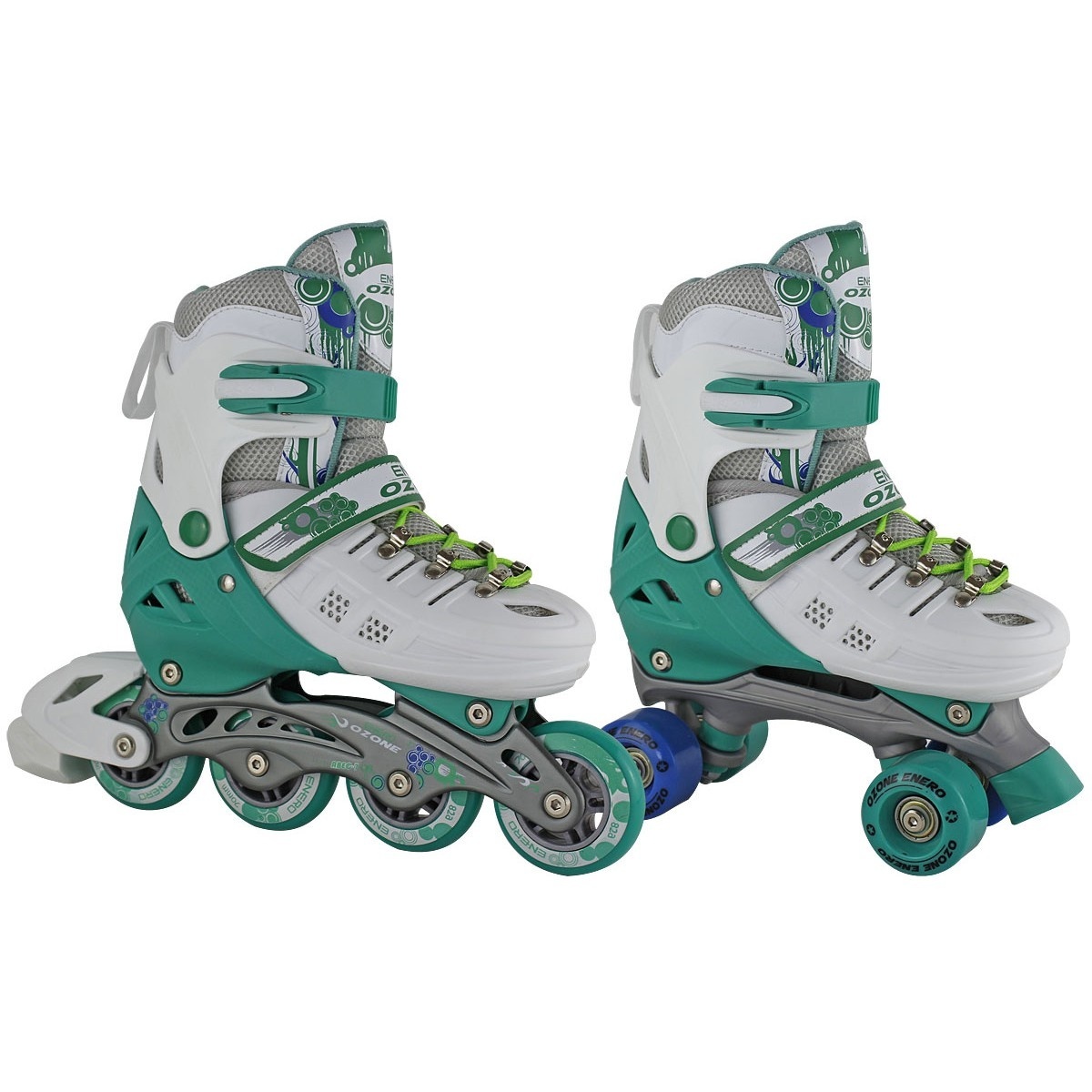 Inline skate rolschaats 2-in-1 - maat 38 - groen & wit - Vikingchoice.nl