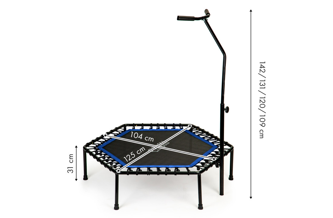 Fitness trampoline - Jumping Fitness - 122x122x28 cm - zwart/blauw