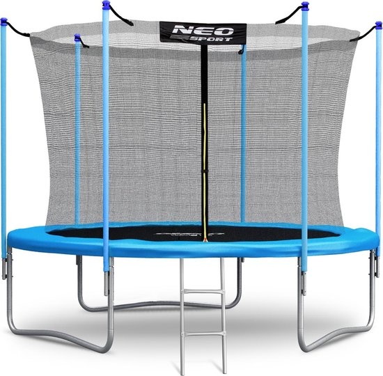 Trampoline - 312 cm - blauw - met ladder en binnenrand net - tot 150 kg