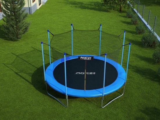 Trampoline - 404 cm - blauw - met ladder en binnenrand net - tot 150 kg