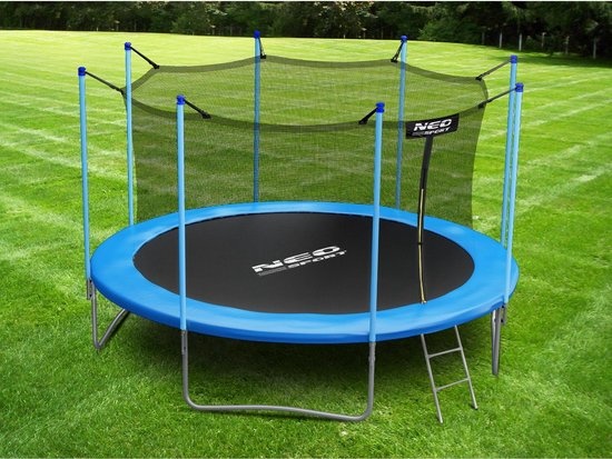Trampoline - 404 cm - blauw - met ladder en binnenrand net - tot 150 kg