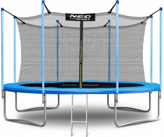 Trampoline - 404 cm - blauw - met ladder en binnenrand net - tot 150 kg