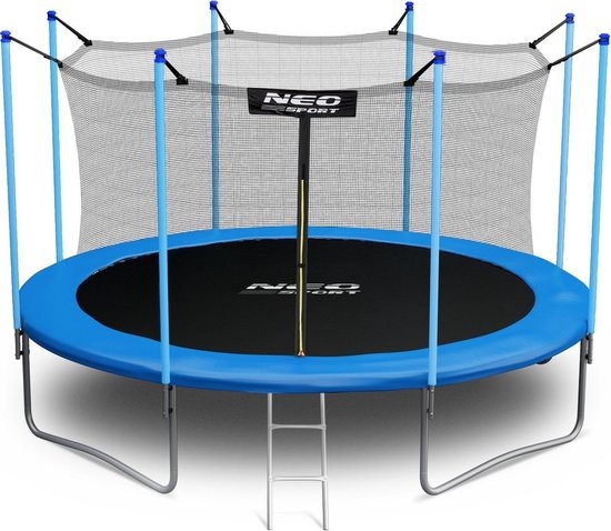 Trampoline - 404 cm - blauw - met ladder en binnenrand net - tot 150 kg