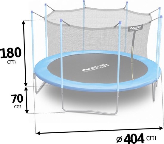 Trampoline - 404 cm - blauw - met ladder en binnenrand net - tot 150 kg
