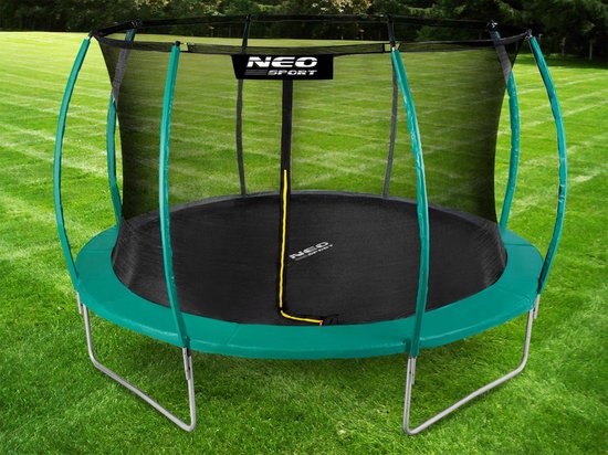 Trampoline 374 cm groen - met gebogen net & ladder - max 150 kg