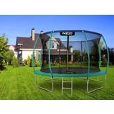 Trampoline 374 cm groen - met gebogen net & ladder - max 150 kg