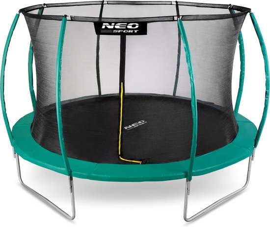 Trampoline 374 cm groen - met gebogen net & ladder - max 150 kg