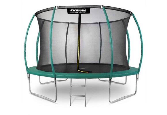 Trampoline 374 cm groen - met gebogen net & ladder - max 150 kg