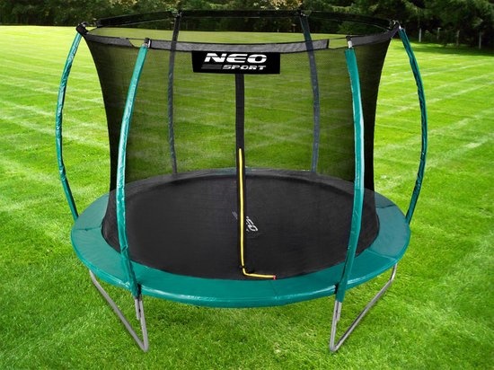 Trampoline groen 305 cm - met gebogen net & ladder - max 150 kg