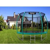 Trampoline groen 305 cm - met gebogen net & ladder - max 150 kg