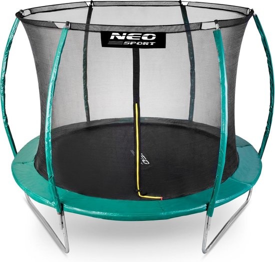 Trampoline groen 305 cm - met gebogen net & ladder - max 150 kg