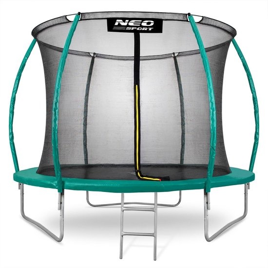 Trampoline groen 305 cm - met gebogen net & ladder - max 150 kg