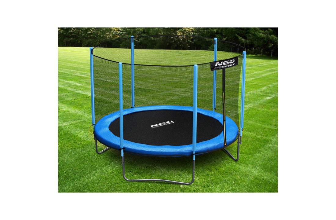 Trampoline - 312 cm - blauw - met ladder en buitenrand net - tot 150 kg