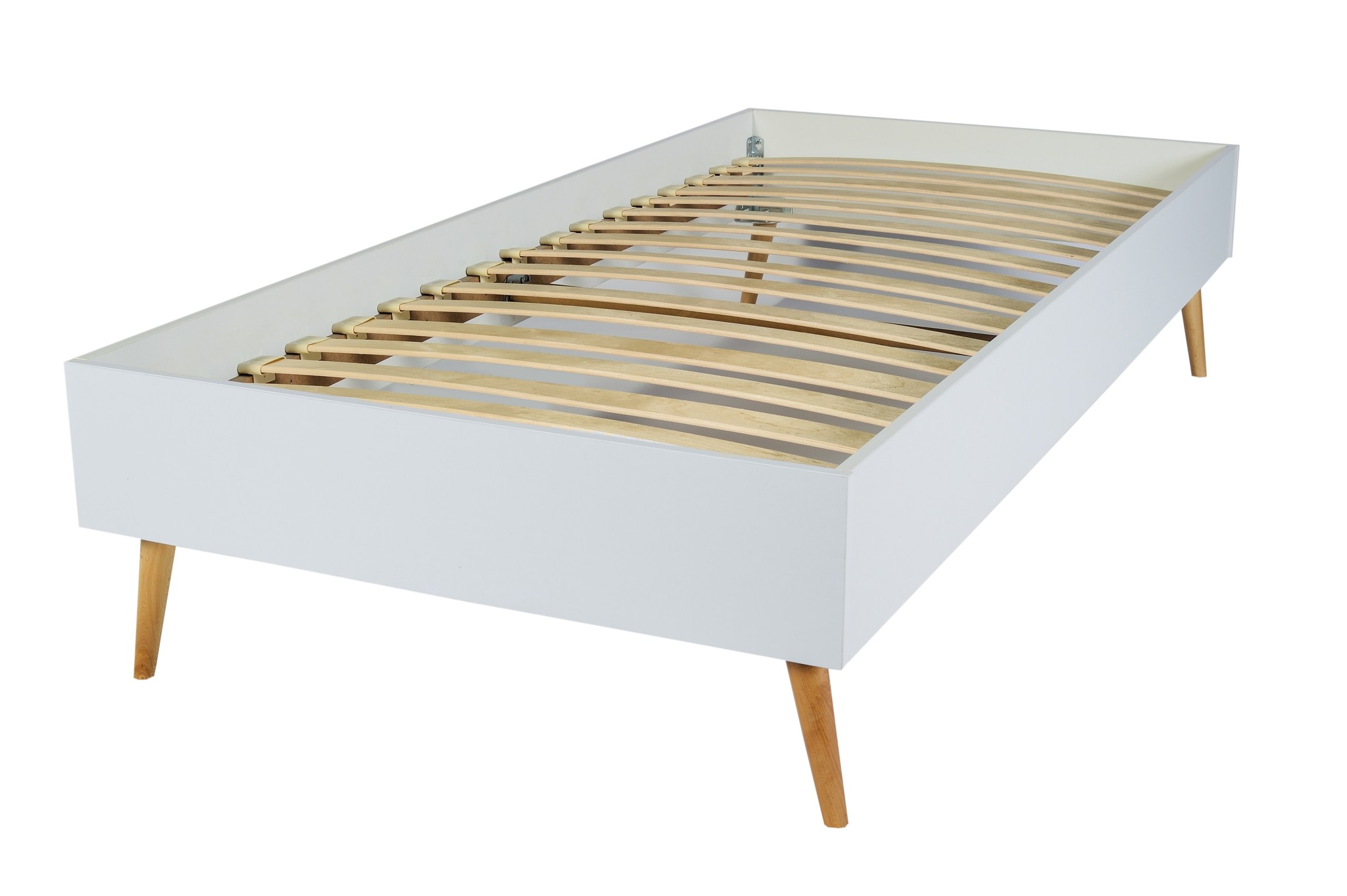 Tienerbed 190x90 cm wit - op 4 poten en inclusief lattenbodem