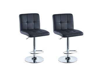 Barkruk set van 2 - Chroom met zwarte bekleding - 37x44x112 cm