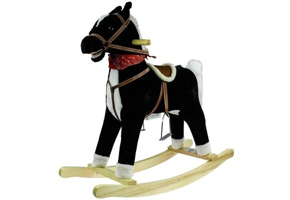 Hobbelpaard 74 cm -zwart, wit met rode zakdoek