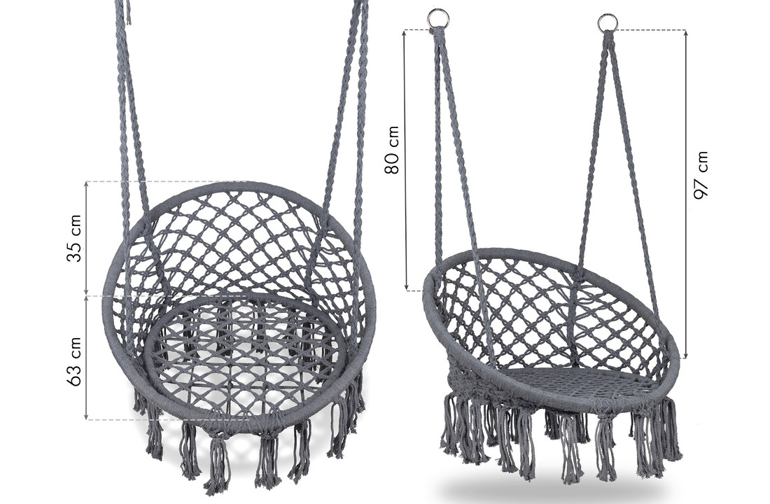 Hangstoel grijs - tuin schommelstoel - 63x35x97cm