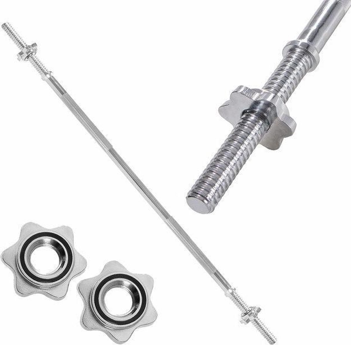 Halterstang voor gewichten - recht - 150 cm breed - met schroefklemmen - 25 mm diameter