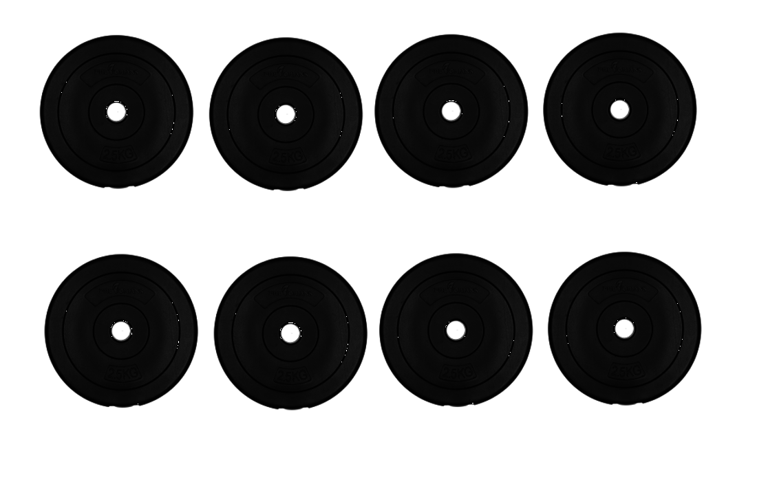 Halterschijf gewichten set GIETIJZER 20 kg - 26 mm diameter - 8x 2,5 kg