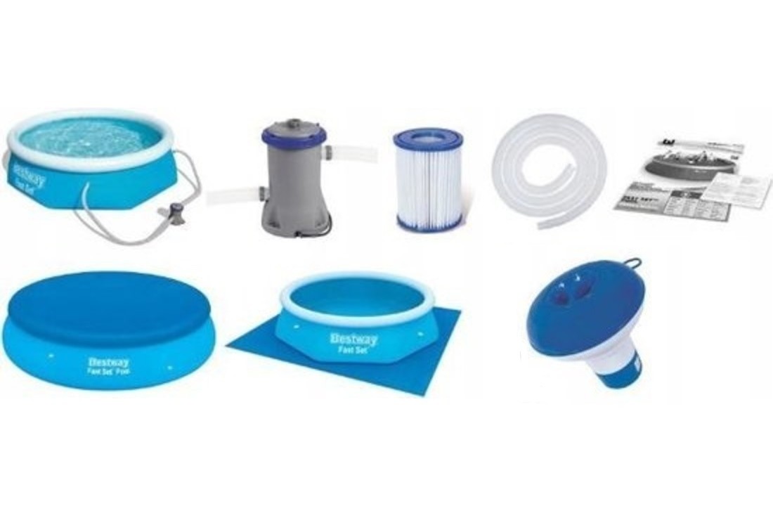 Bestway Fast Set 244x66 cm opblaaszwembad - inclusief heel veel accessoires