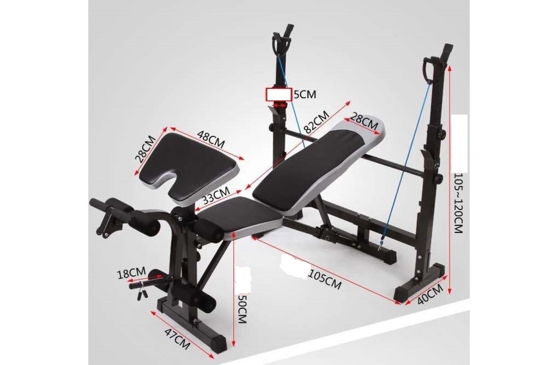 Halterbank combinatie set - 60 kg schijven - 152 cm brede halterstang + 2 dumbbells