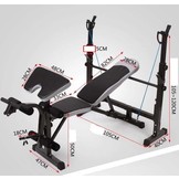 Fitness halterbank combinatie set - 60 kg schijven - 165 cm brede halterstang + 2 dumbbells