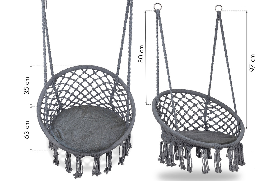 hack oogopslag Overweldigen Hangstoel antraciet - nest stoel - 63x35x97cm - tot 150 kg - Vikingchoice.nl