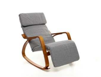 Schommelstoel relax fauteuil - grijs - verstelbare voetsteun