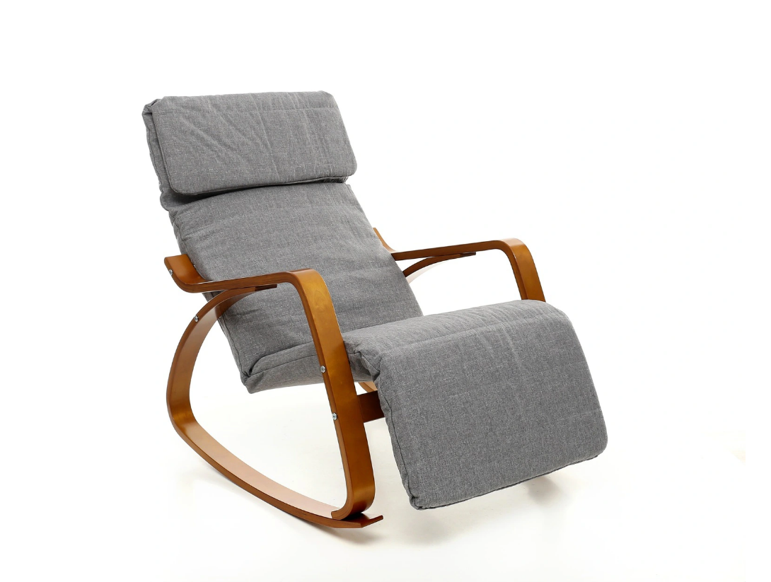Reproduceren Vooravond landbouw Schommelstoel relax fauteuil - grijs - verstelbare voetsteun -  Vikingchoice.nl