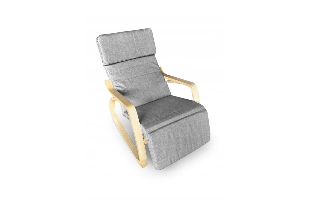 Schommelstoel relax fauteuil - grijs & wit - met voetsteun